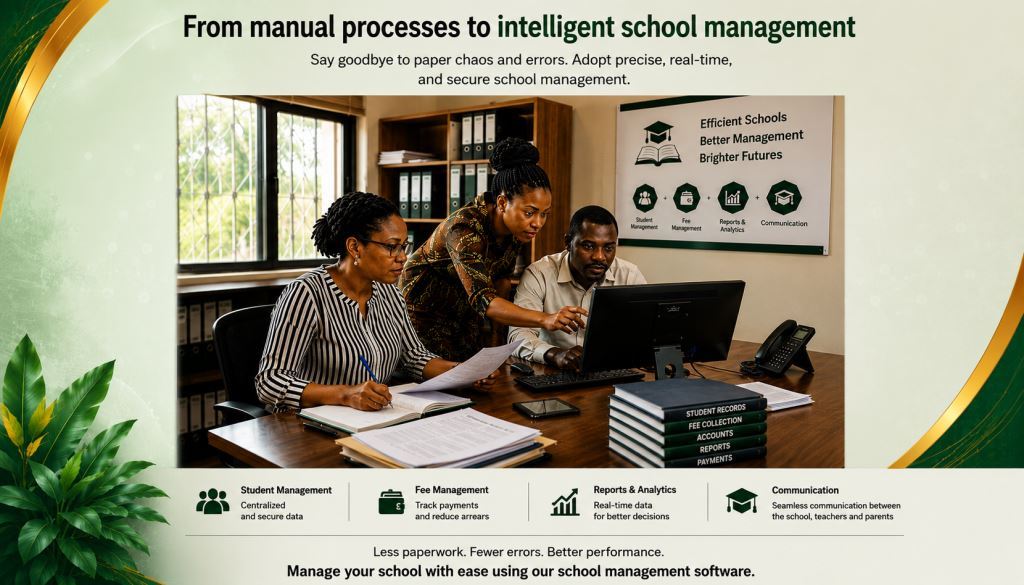 African-staff-using-school-fee-collection-software-Yaounde-Douala-with-Prosoft-Africa-support.
