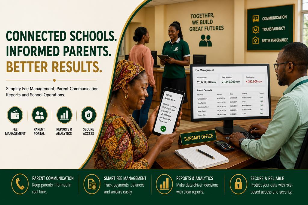 School management software dashboard for schools in Cameroon and Africa