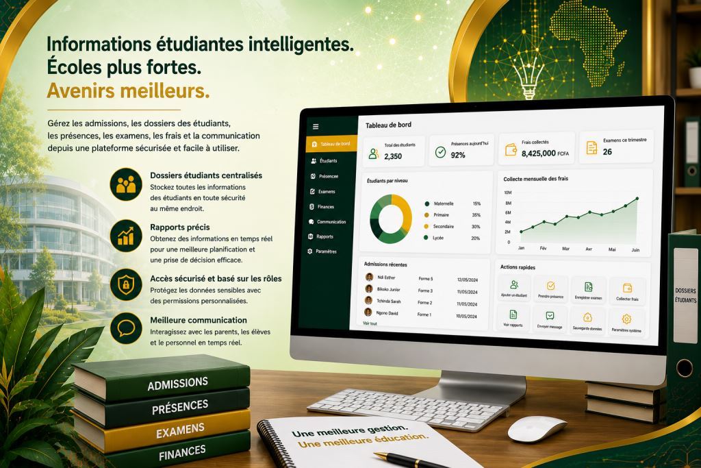 Personnel africain utilisant système d’information des élèves Cameroun avec l’assistance de Prosoft Africa.