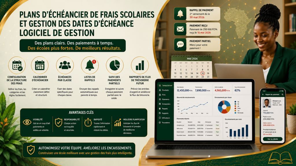 gestion des échéances de paiement scolaires avec le logiciel Prosoft Africa au Cameroun et en Afrique