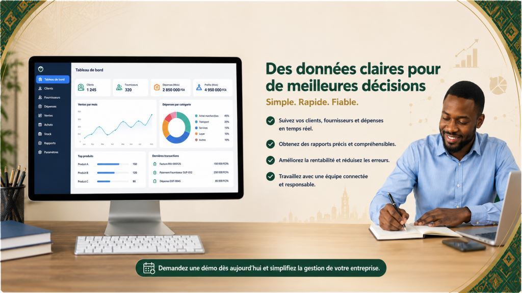 logiciel de gestion clients fournisseurs et dépenses avec l’assistance de Prosoft Africa.2