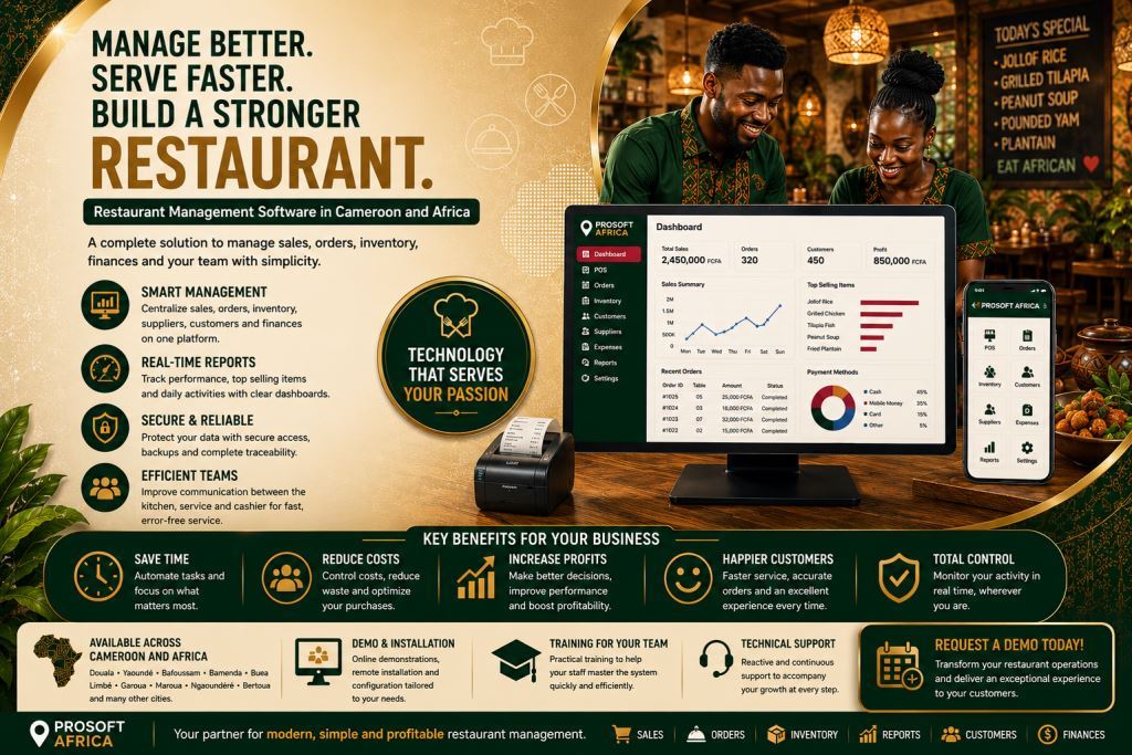 restaurant management software in Cameroon with Prosoft Africa support.2
