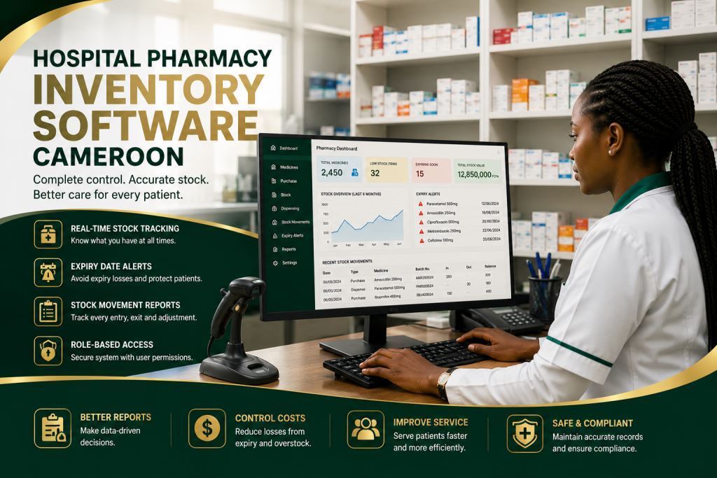 African-staff-using-hospital-pharmacy-inventory-software-Cameroon