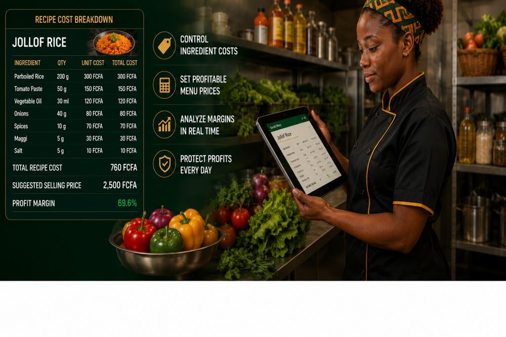 African staff using restaurant menu pricing software Africa