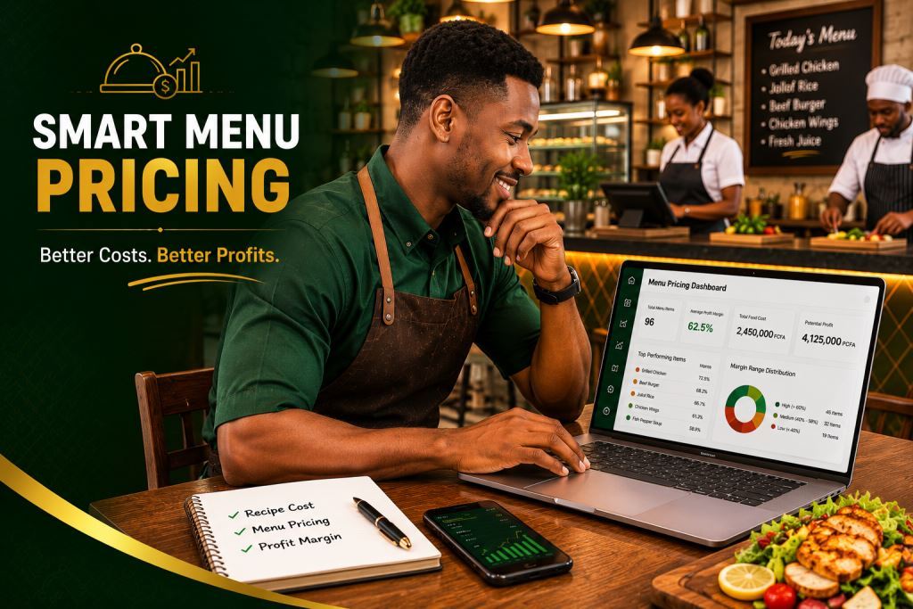 African staff using restaurant menu pricing software Africa