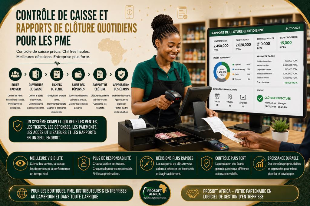 Contrôle caisse entreprise et rapports de clôture journalière pour PME