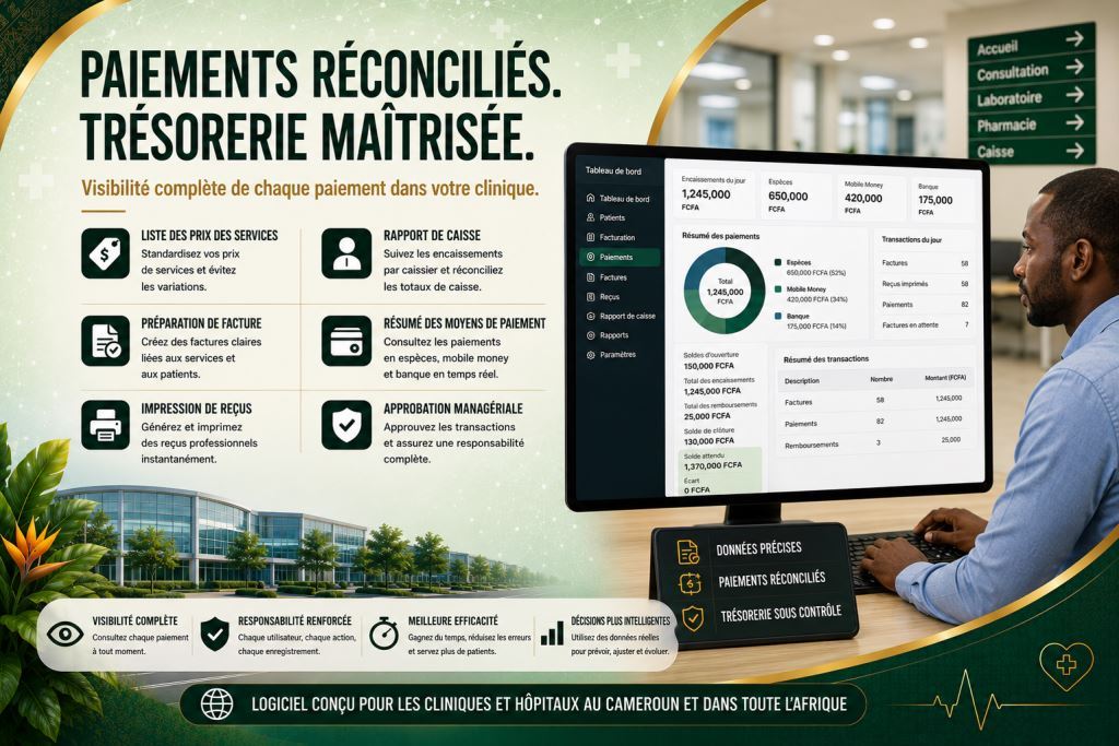Logiciel de rapprochement des paiements et contrôle caisse clinique2