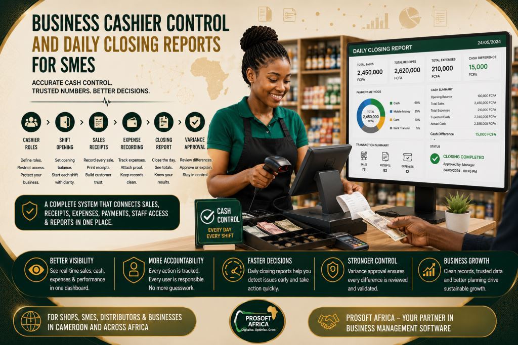business cashier control software SMEs with Prosoft Africa software in Cameroon and Africa