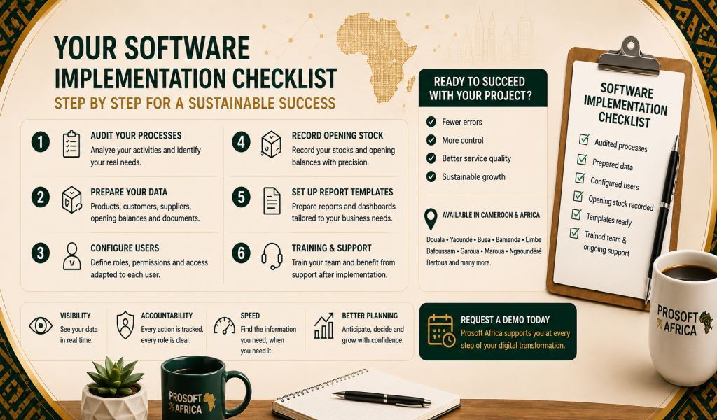 business software implementation checklist SMEs with Prosoft Africa software in Cameroon and Africa 2