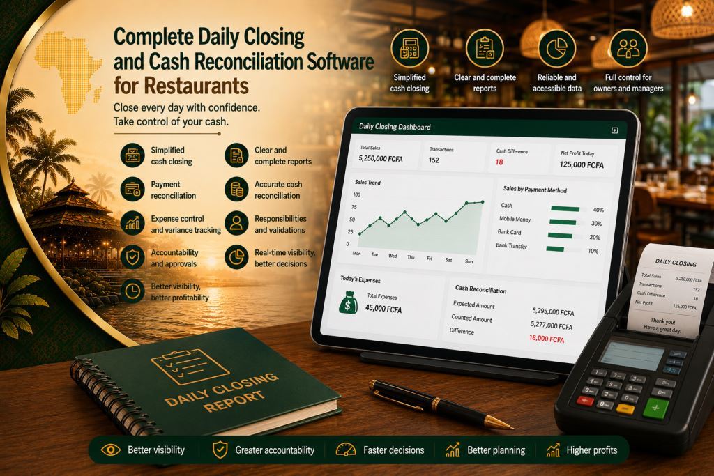 restaurant daily closing software Cameroon with Prosoft Africa software in Cameroon and Africa