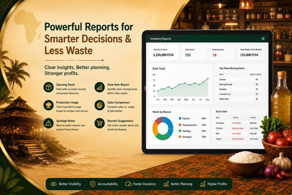 restaurant inventory reports food waste with Prosoft Africa software in Cameroon and Africa2
